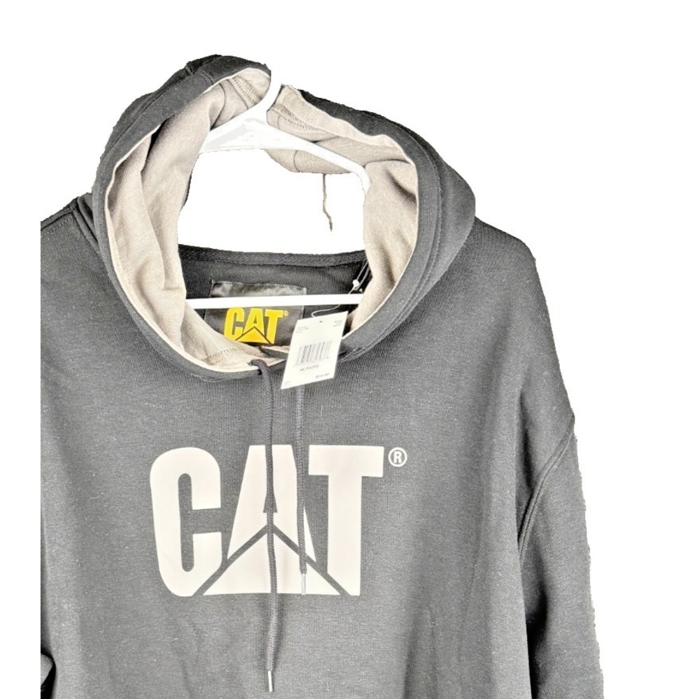 Caterpillar CAT Mens XL Black Trademark Logo Hoodie NWT Workwear Pullover